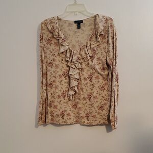 * EUC Ralph Lauren Ruffled Floral Blouse